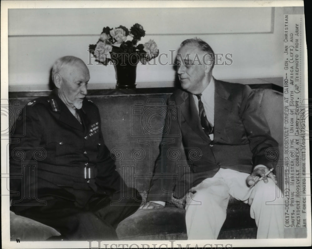 1943 Press Photo Gen Jan Smuts &amp; Pres. Roosevelt confer in Cairo, Egypt - Historic Images