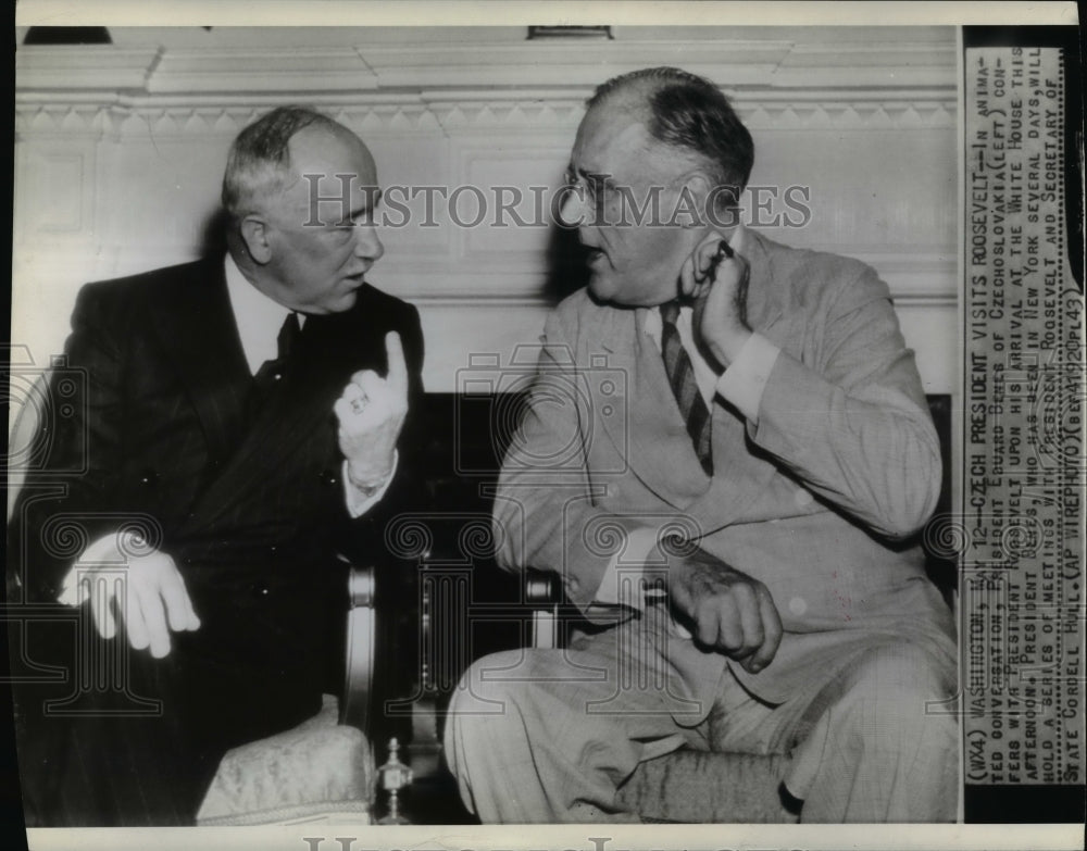 1943 Pres. Benes confers with Pres. Roosevelt at the White House - Historic Images