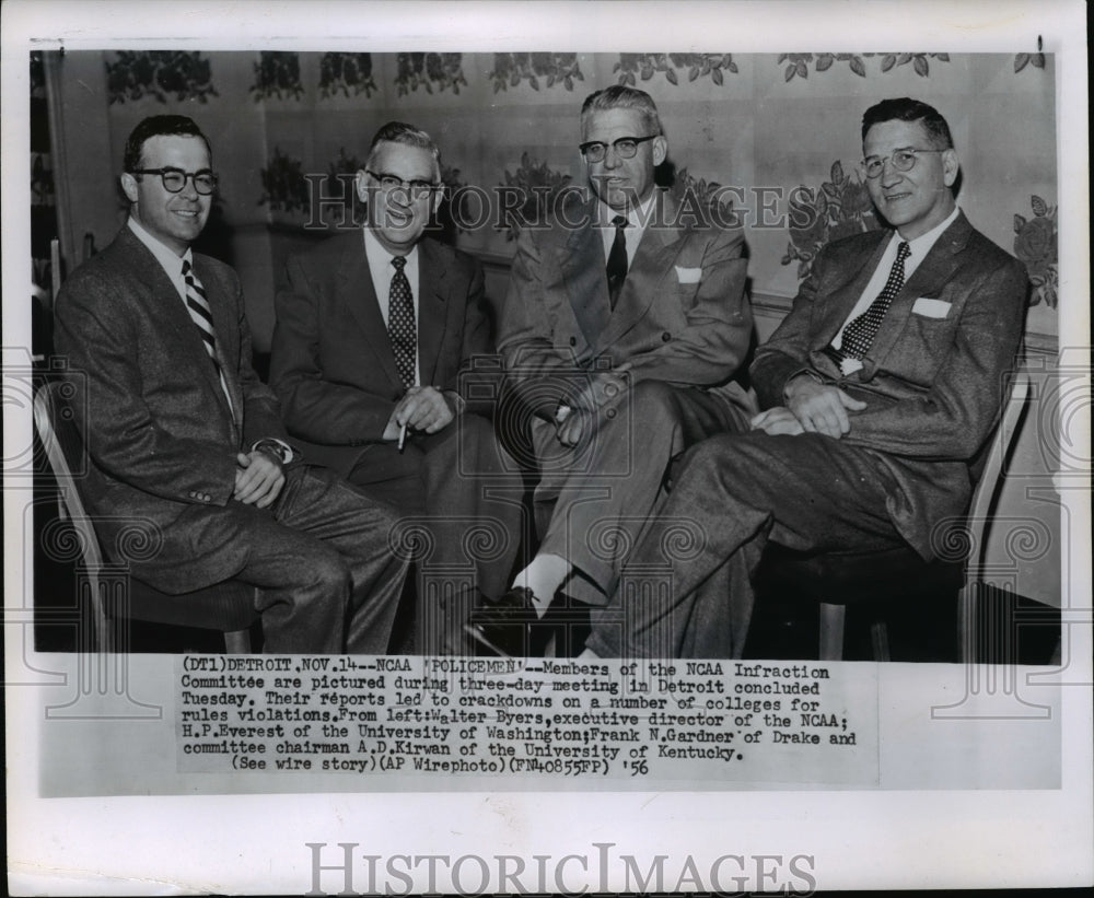 1956 NCAA Infraction Committee poses during a meeting in Detroit - Historic Images