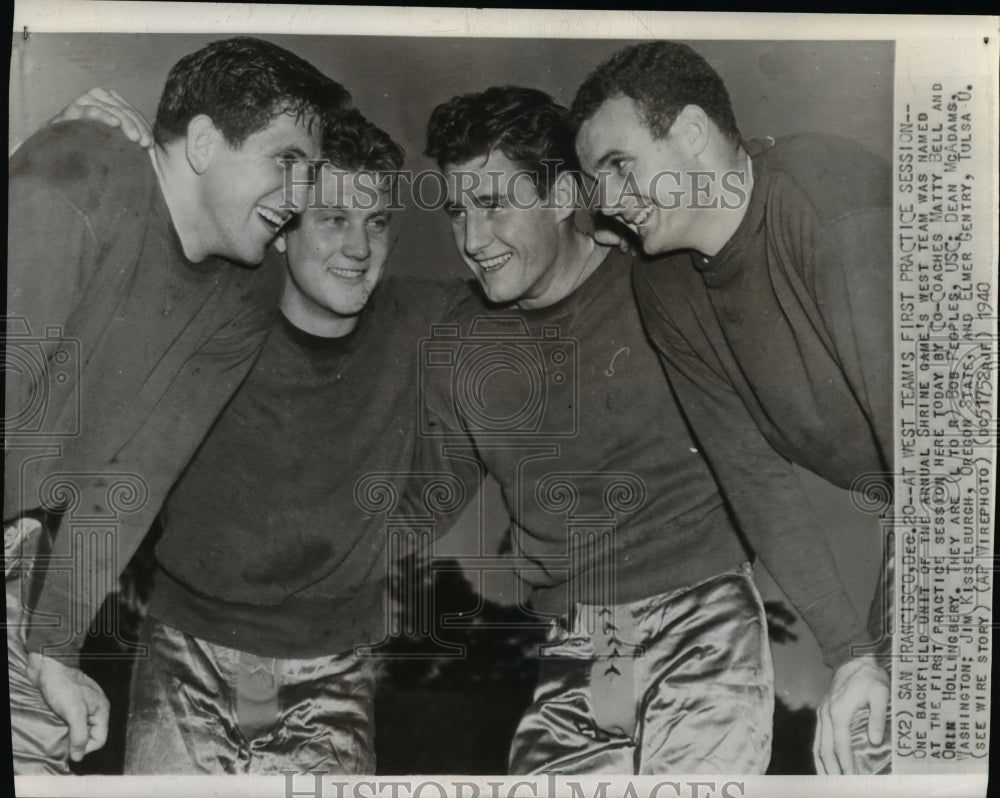 1940 Press Photo West team's first practice session by Matty Bell & Hollingbery - Historic Images