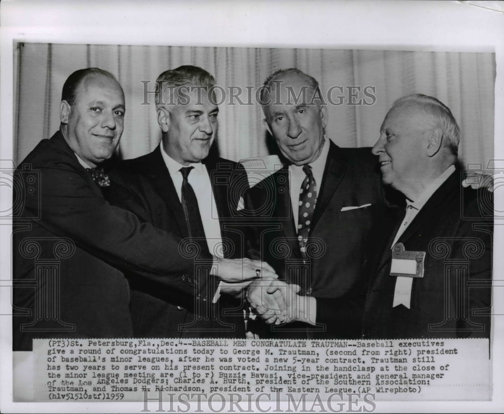 1959 Baseball executives congratulate George Trautman on contract - Historic Images