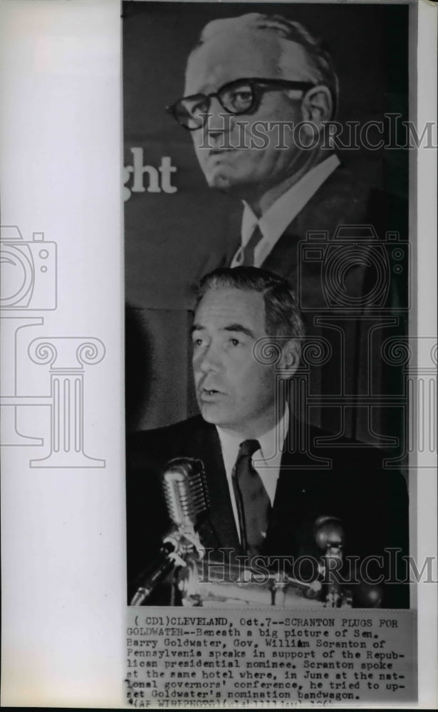 1962 Press Photo Gov William Scranton supports Sen Barry Goldwater&#39;s run -Pres - Historic Images