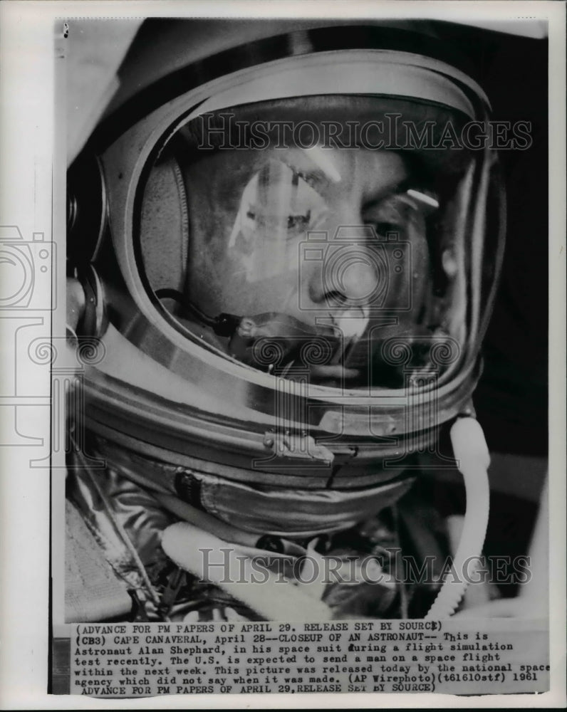 1961 Press Photo  Astronaut Alan Shepard- flight simulation test- Cape Canaveral - Historic Images