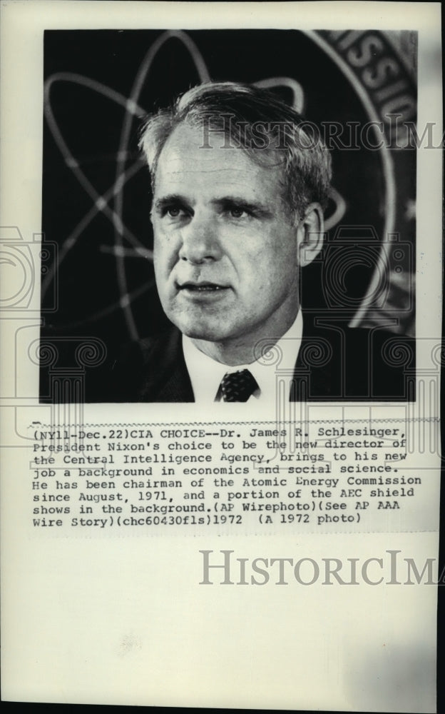 1972 Press Photo Dr. James R. Schlesinger Named Director of CIA - cvw25285 - Historic Images