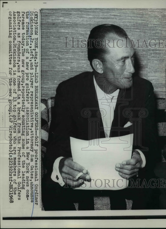 1968 Press Photo Golf professional Gardiner Dickinson Jr. on new pro golfer assn-Historic Images