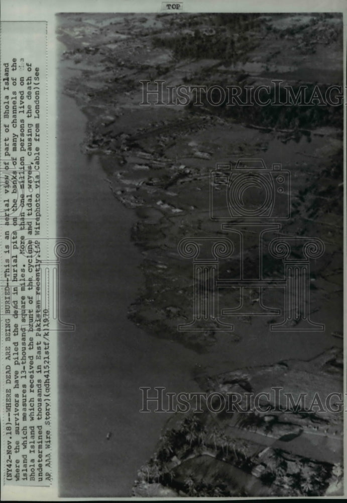 1970 Aerial View of Bhola Island in the aftermath of a cyclone - Historic Images