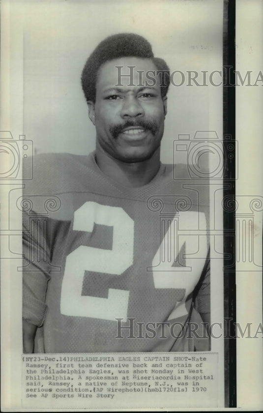 1970 Press Photo Nate Ramsey, Captain of the Eagles was shot in Philadelphia - Historic Images
