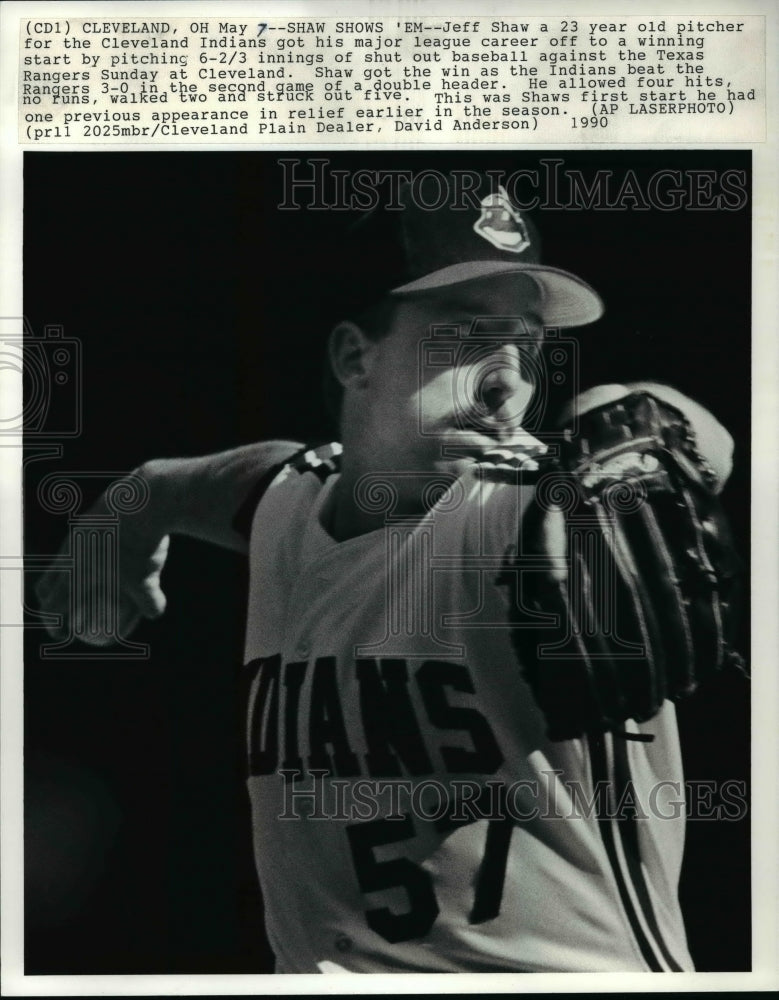 1990 Press Photo Jeff Shaw in his major league debut in Cleveland Ohio - Historic Images