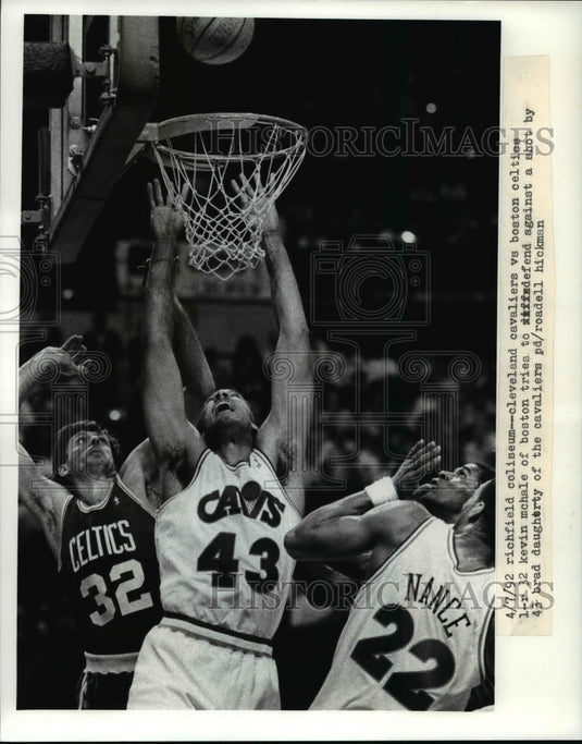 1992 Celtics Kevin McHale defends against shot by Brad Daugherty - Historic Images