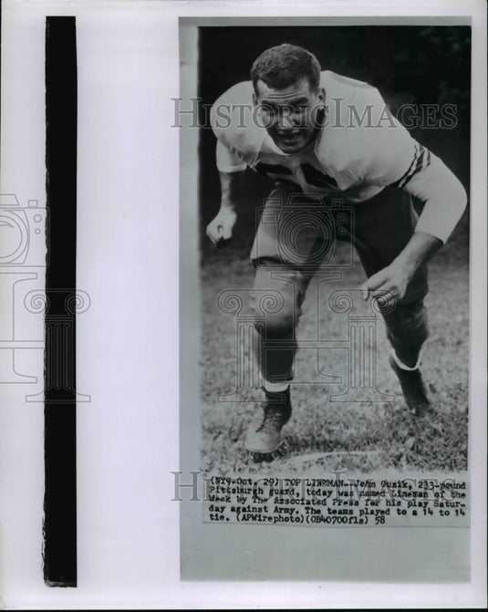 1958 Press Photo John Guzik of Pittsburgh, Associated Press Lineman of the Week - Historic Images