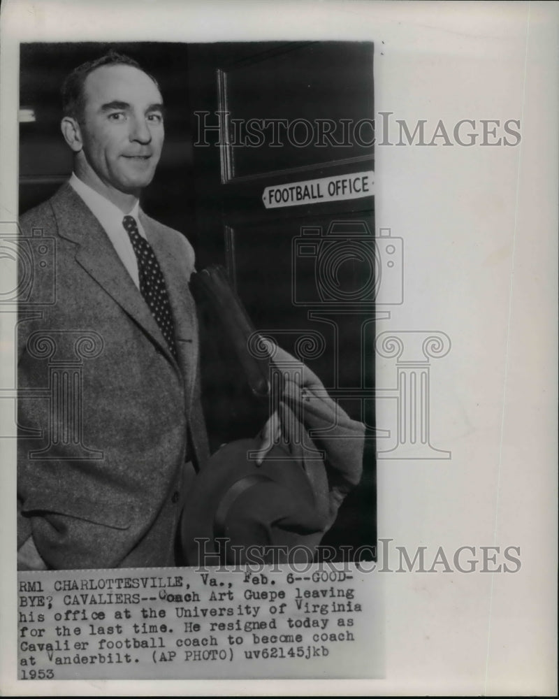 1953 Coach Art Guepe resigned today as Cavalier coach for Vanderbilt - Historic Images