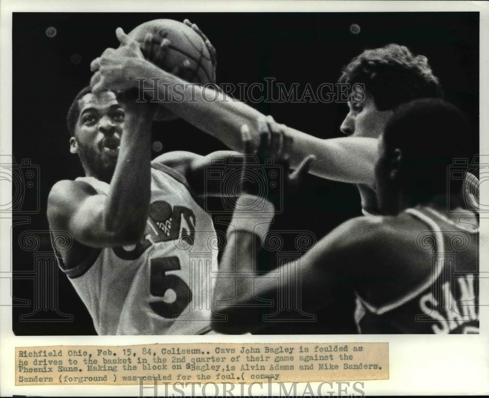 1984 Cavs John Bagley is fouled against Phoenix Suns game in Ohio - Historic Images