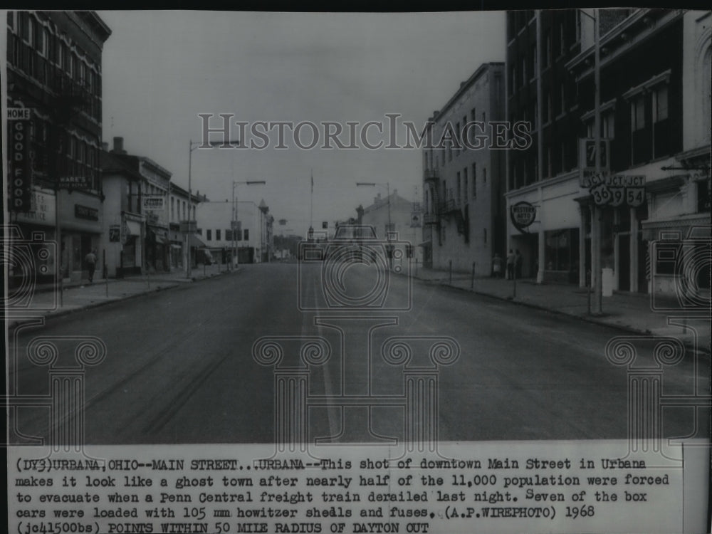 1968 Downtown Main street in Urban after residents were evacuated - Historic Images