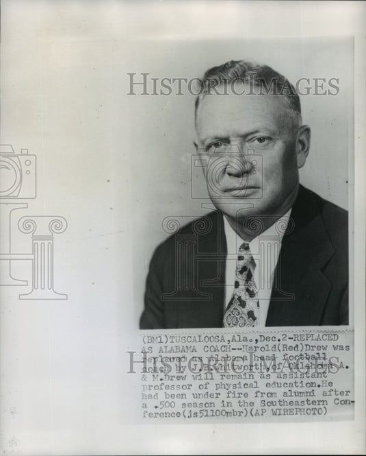1954 Harold Drew was replaced as head coach of Alabama - Historic Images