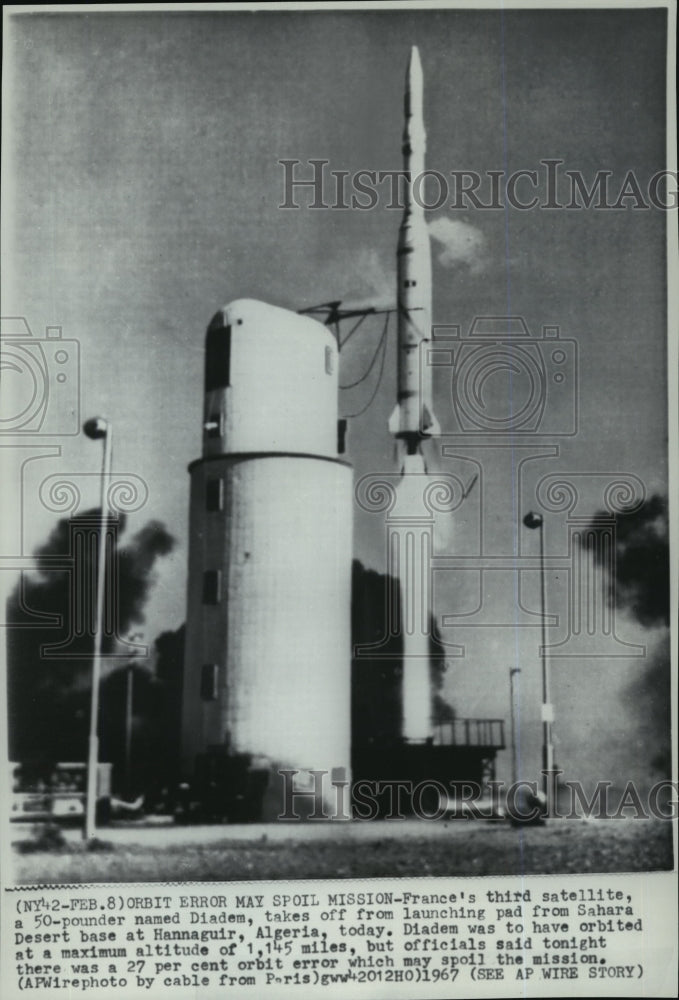 1967 Satellites-Diadem-France, Orbit error may spoil mission. - Historic Images