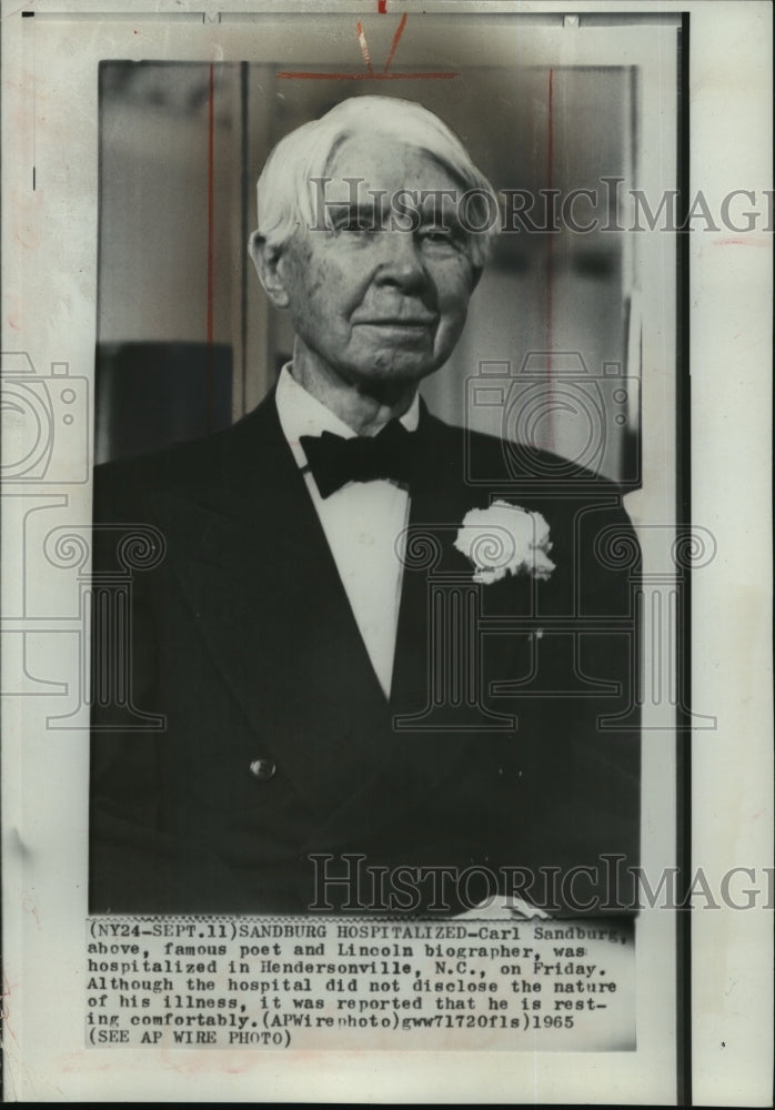 1965 Wire Photo Famous Poet & Lincoln biographer Carl Sandburg - cvw27178 - Historic Images