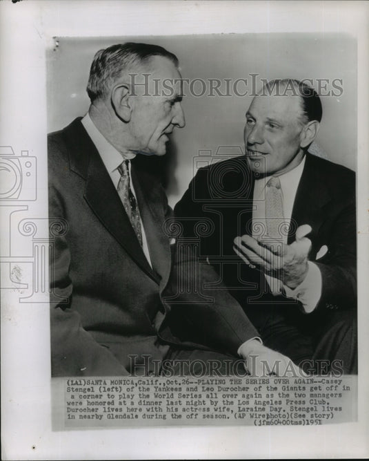 1951 Casey Stengel of the Yankees and Leo Durocher of the Giants - Historic Images