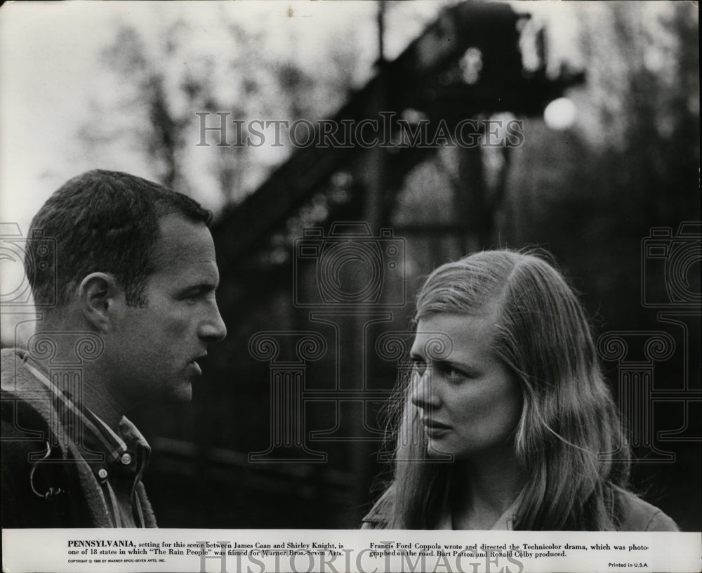 1971 Press Photo James Caan and Shirley Knight-The Rain People movie - Historic Images