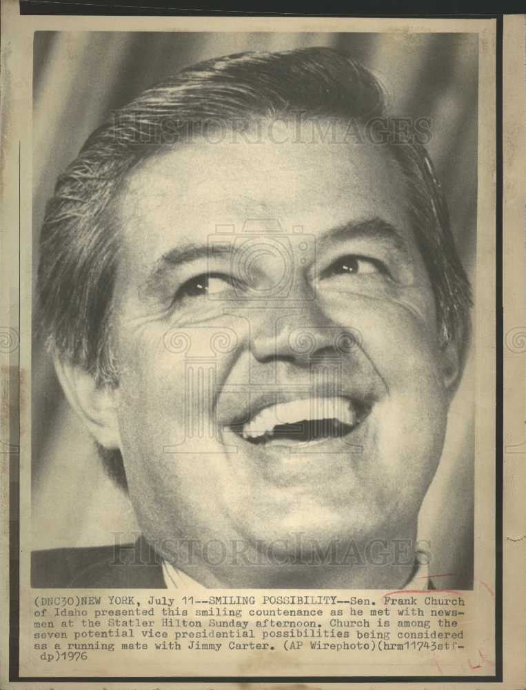 1976 Press Photo Sen.Frank Church of Idaho smiling - Historic Images