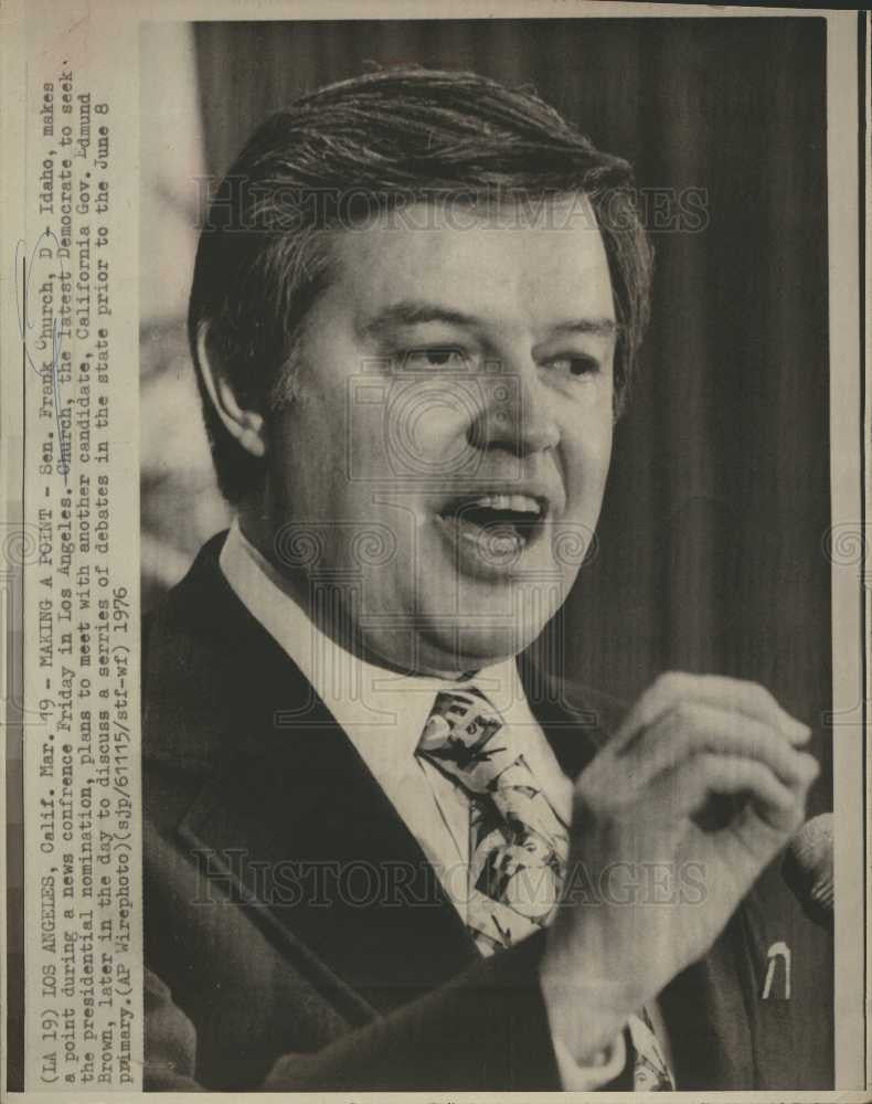 1976 Press Photo Frank Forrester Church Democrat - Historic Images