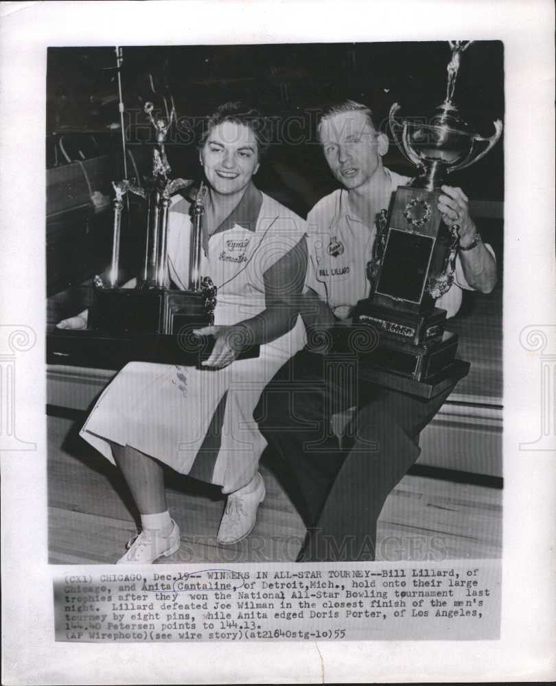 1955 Press Photo Bill Lillard Anita Cantaline All-Star - Historic Images