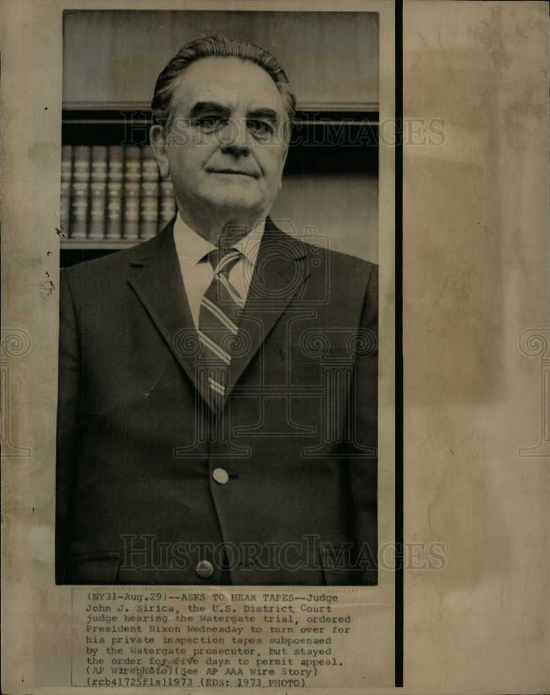 1973 Press Photo John Sirica U.S. District Court judge - Historic Images