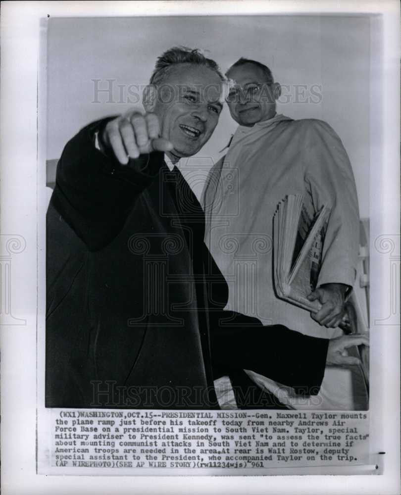 1961 Press Photo Maxwell Taylor Walt Rostow - Historic Images