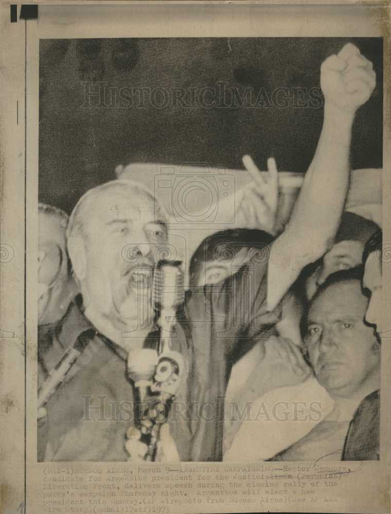 1973 Press Photo Hector Campora Argentina president - Historic Images