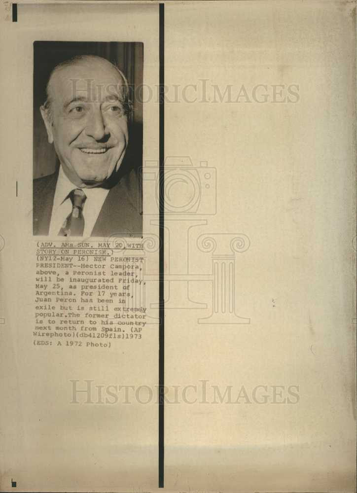 1973 Press Photo Hector Campora Peronist Argentina - Historic Images