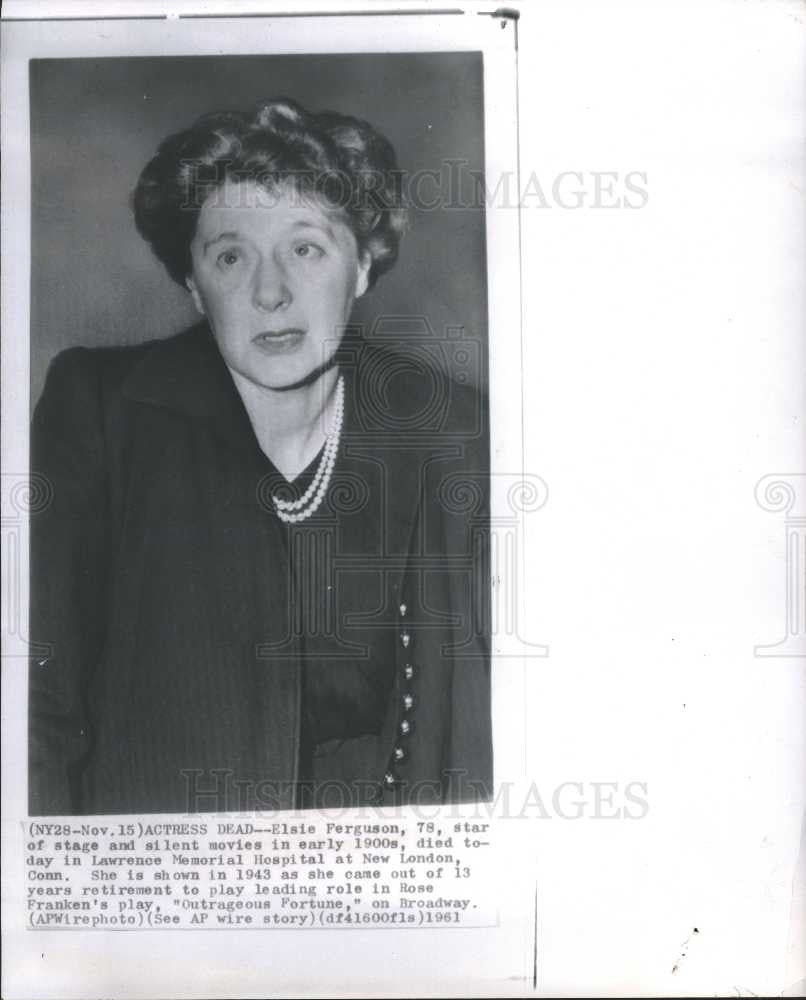 1961 Press Photo Elsie Ferguson actress died today - Historic Images