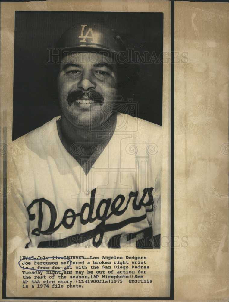 1975 Press Photo Joe Ferguson Los Angeles Dodgers Padre - Historic Images