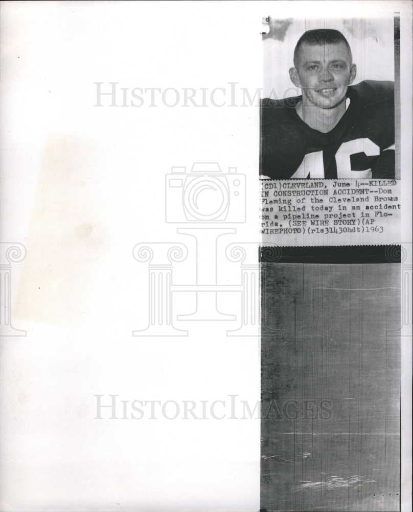 1963 Press Photo Don Fleming killed NFL - Historic Images