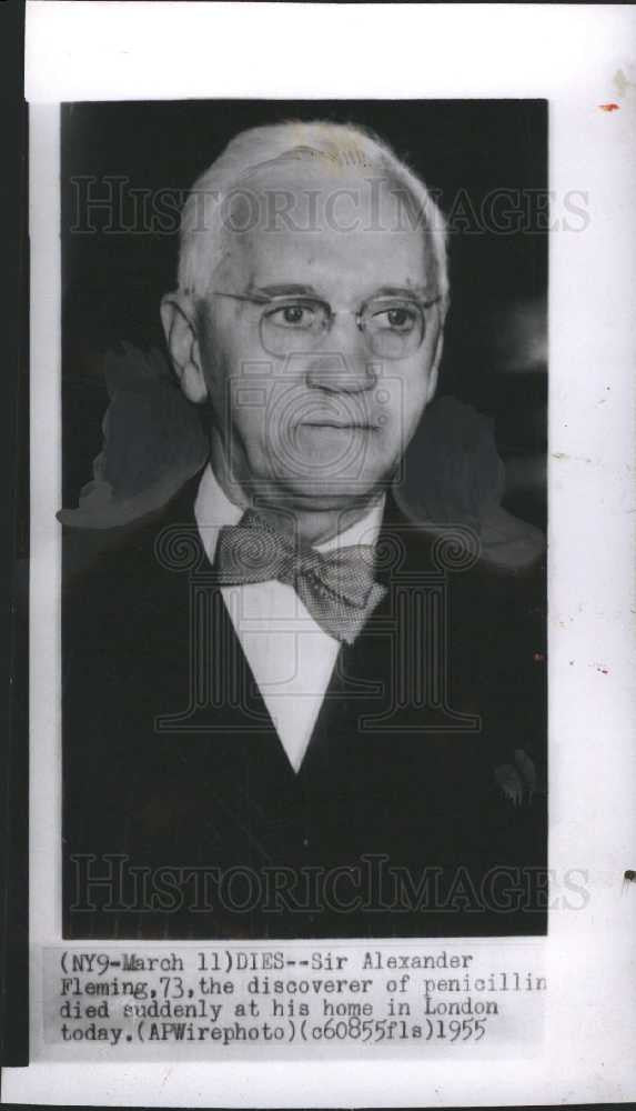 1955 Press Photo Sir Alexander Fleming dies - Historic Images