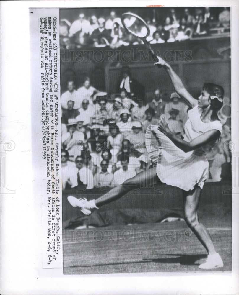 1959 Press Photo Beverly Baker Fleitz Wimbledon singles - Historic Images