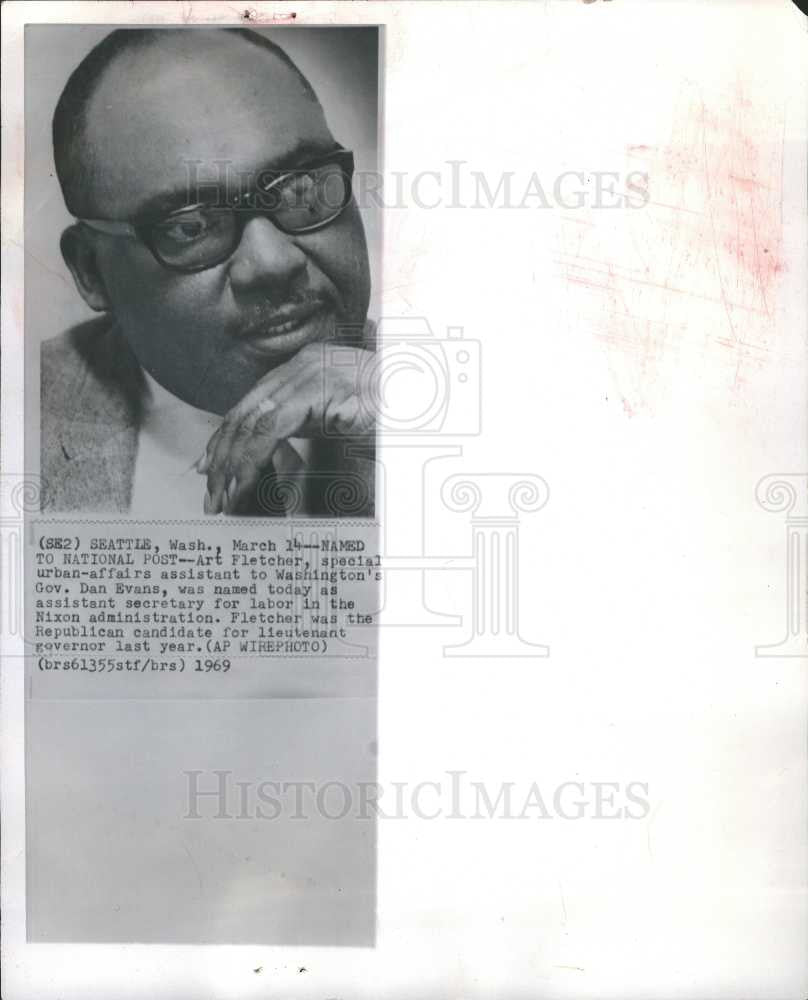 1969 Press Photo Art Fletcher Washington Dan Evans - Historic Images