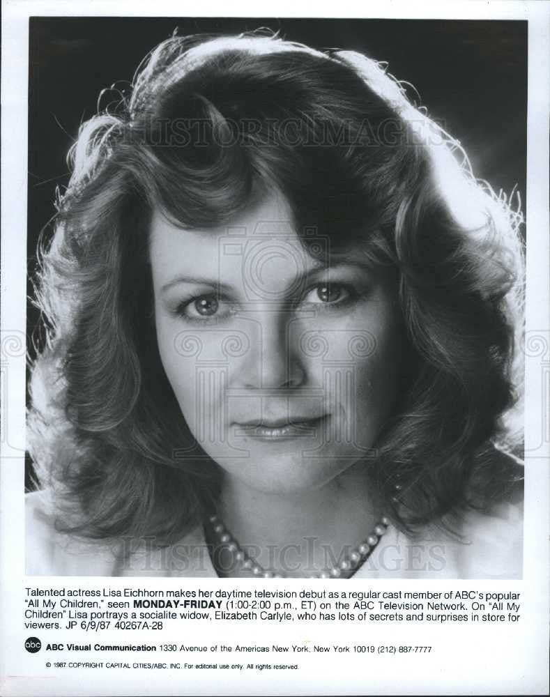 1987 Press Photo Lisa Eichhorn American actress  writer - Historic Images