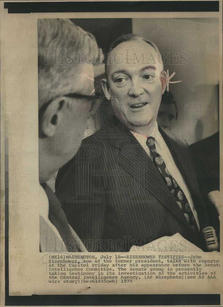 1975 Press Photo John Eisenhower testifies CIA - Historic Images