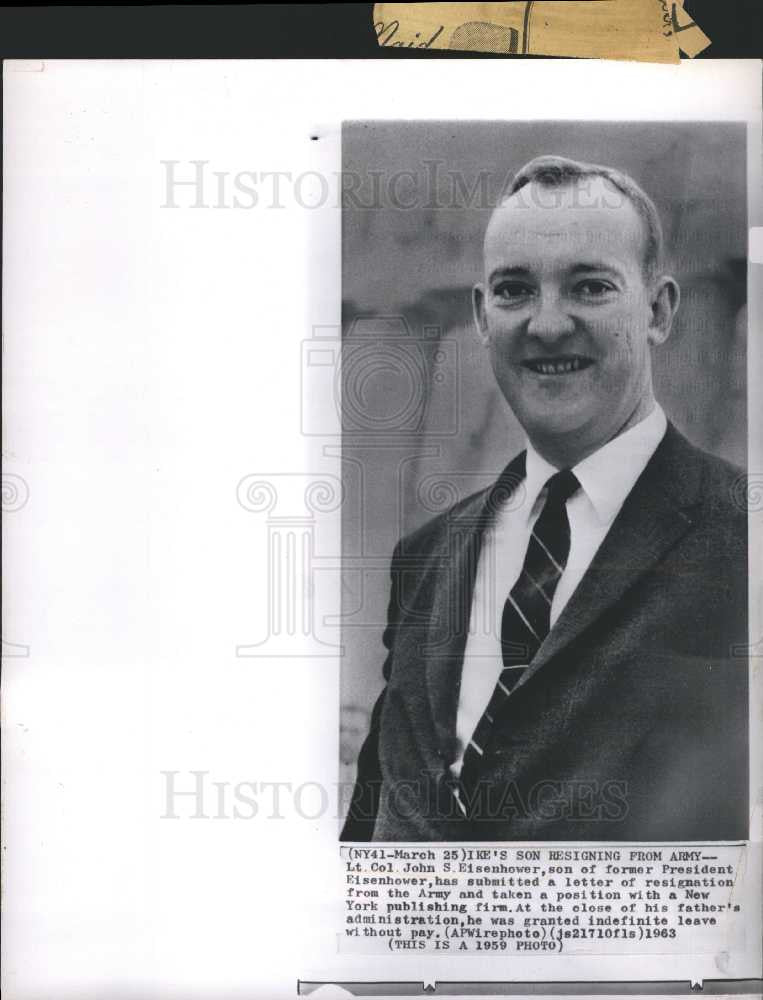 1963 Press Photo John Eisenhower Army President resign - Historic Images