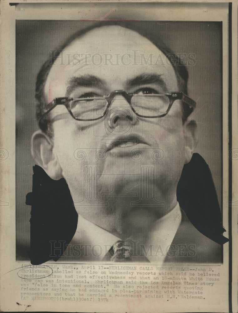1974 Press Photo John D. Ehrlichman Presidnet Nixon - Historic Images