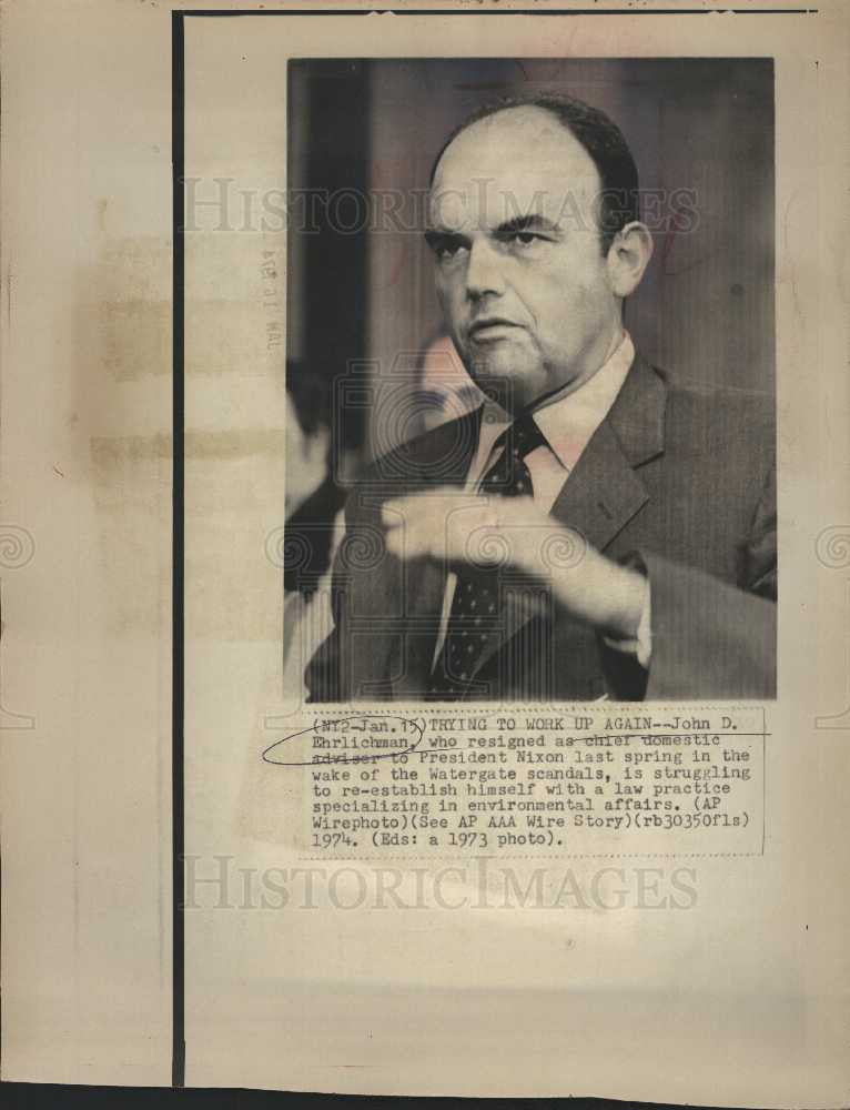 1974 Press Photo John D. Ehrlichman Watergate - Historic Images