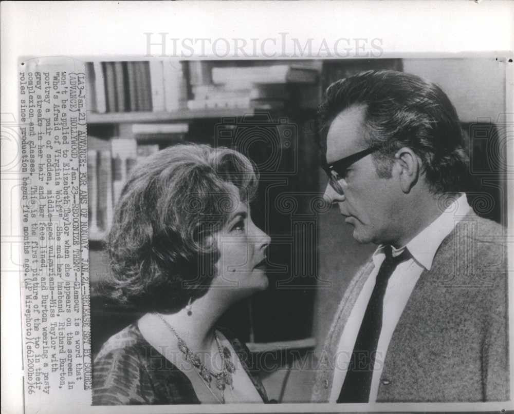 1966 Press Photo Richard Burton Elizabeth Taylor actors - Historic Images