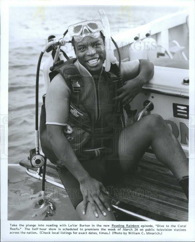 1999 Press Photo LeVar Burton, Reading rainbow, scuba - Historic Images