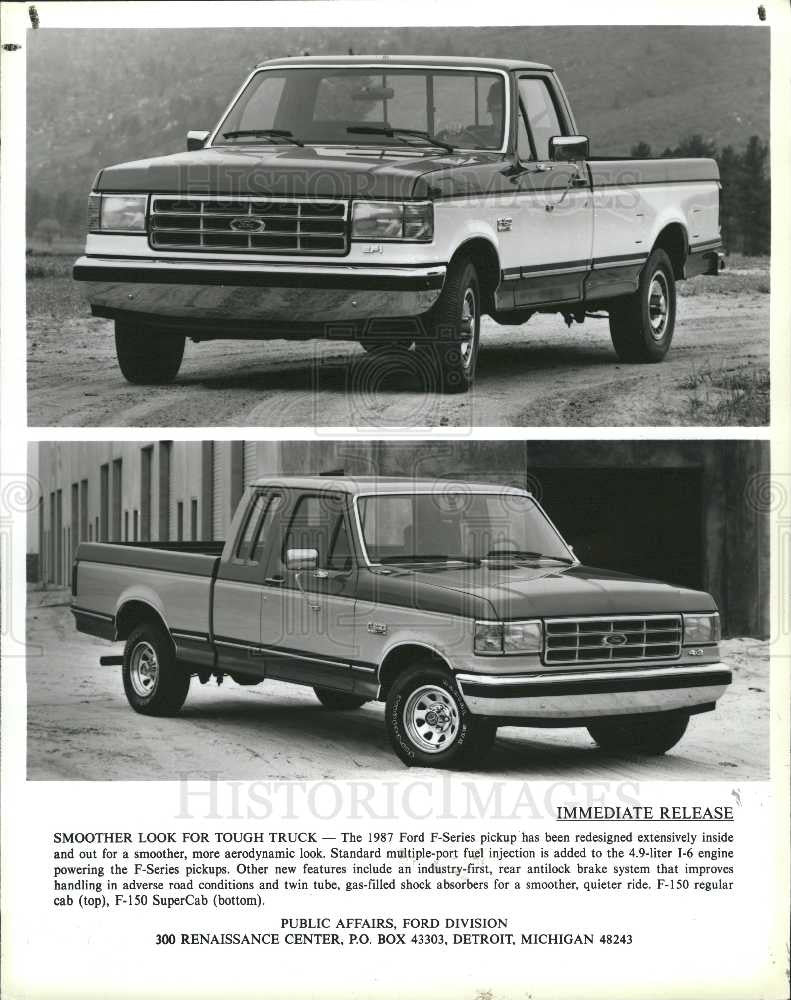1987 Press Photo Ford Bronco Range F series trucks - Historic Images