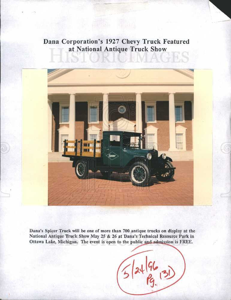 1996 Press Photo Dana&#39;s Corporation Chevy Truck Spicer - Historic Images