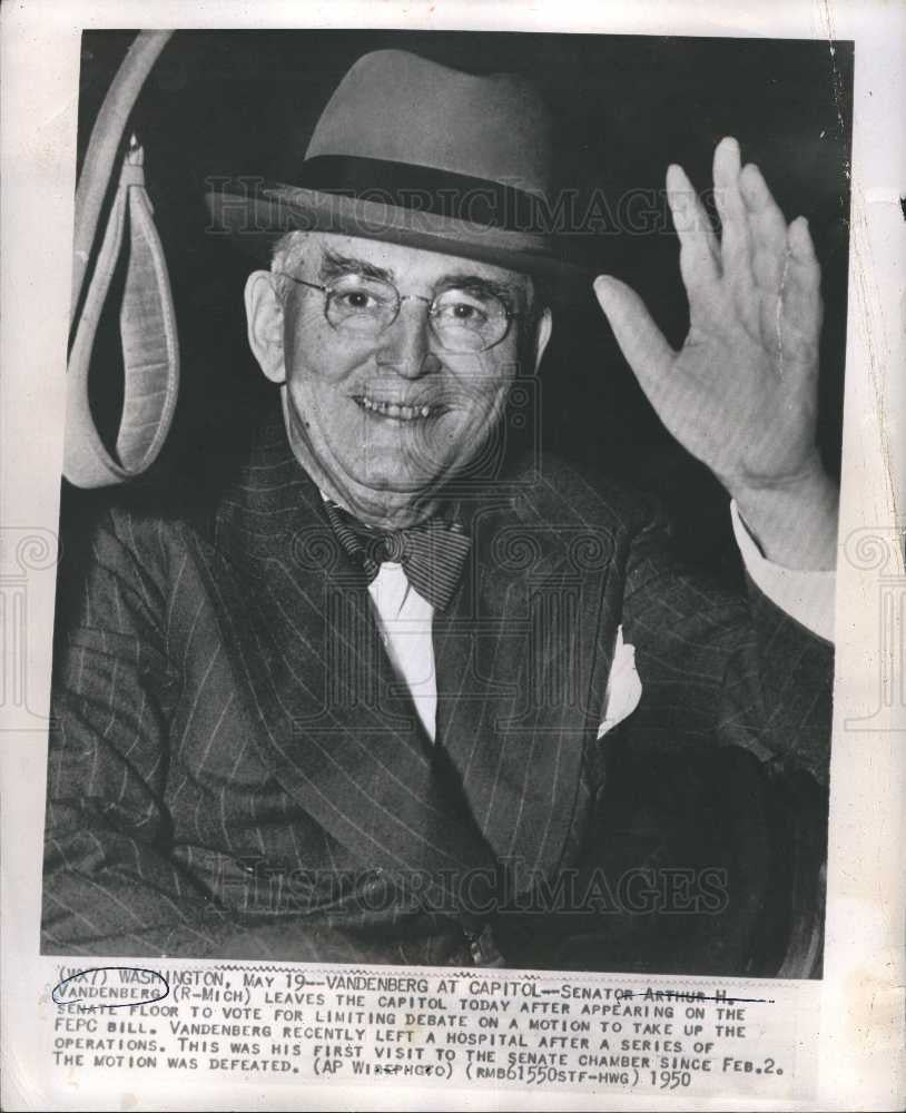 1950 Press Photo Arthur VandeNberg Senator - Historic Images
