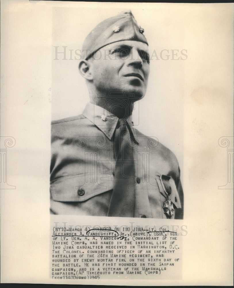 1945 Press Photo Lt. Col. Alex Vandergrift Jr. WWII - Historic Images