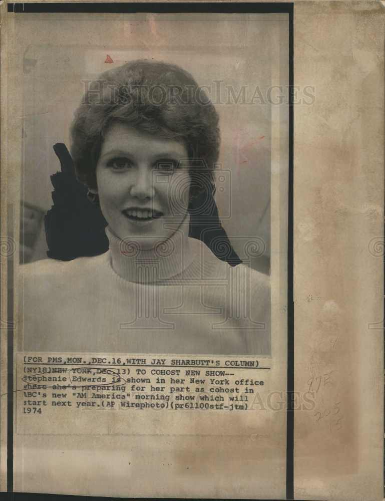 1975 Press Photo Stephanie Edwards Co-hostess ABC&#39;s - Historic Images