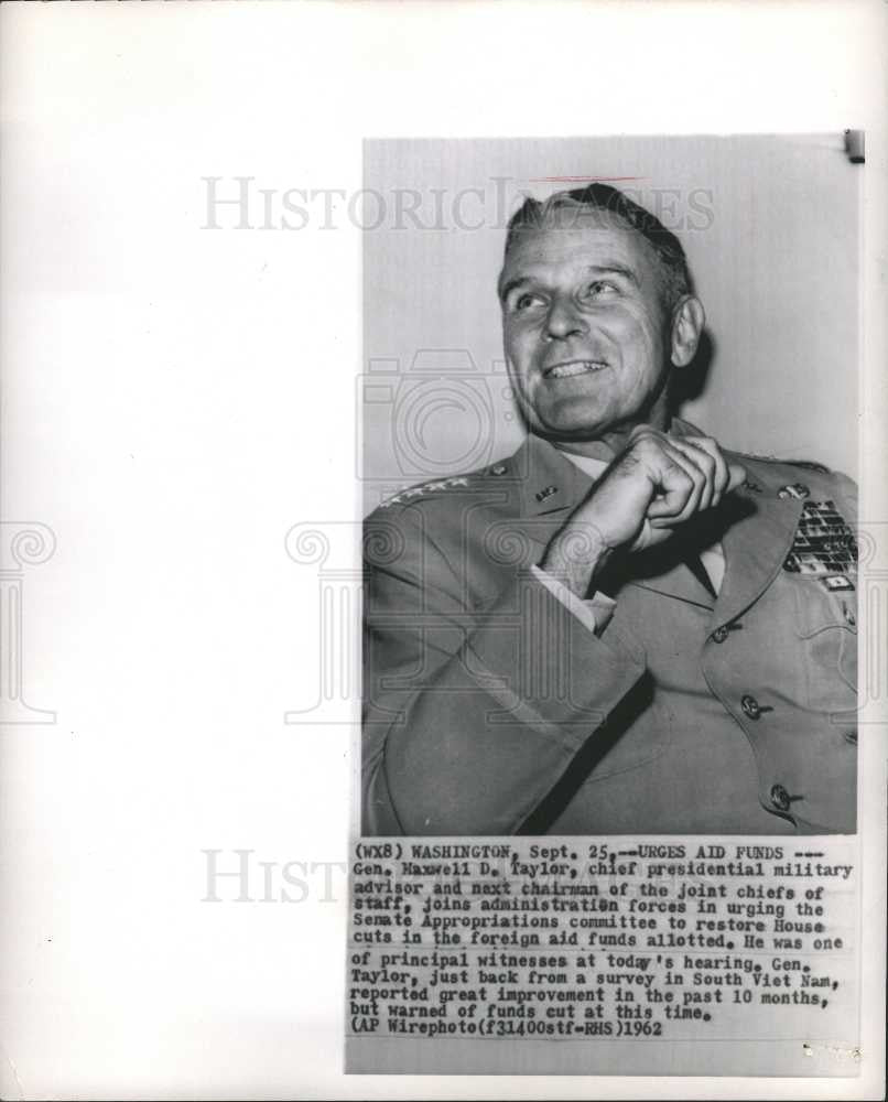 1962 Press Photo General Davenport USA Army general - Historic Images