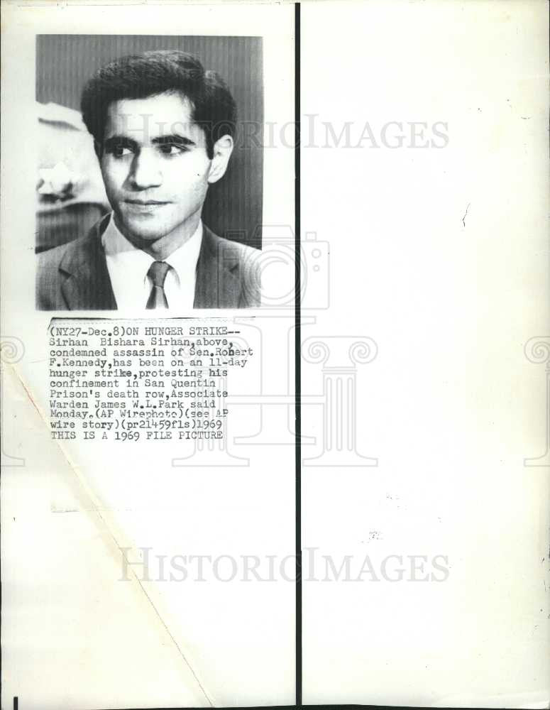 1969 Press Photo Sirhan Sirhan San Quentin hunger - Historic Images