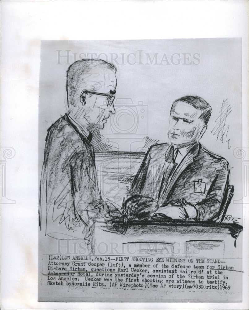 1969 Press Photo Sirhan trial Grant Cooper Karl Uecker - Historic Images